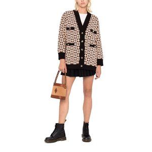 Sandro Glorius Monogram Check Cardigan